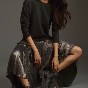 NWT Anthropologie Long-Sleeve Pleated Twofer Sweater Midi Dress.